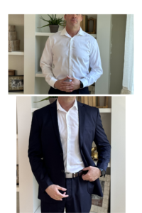 Calvin Klein White Dress Shirt with Navy Blue Blazer