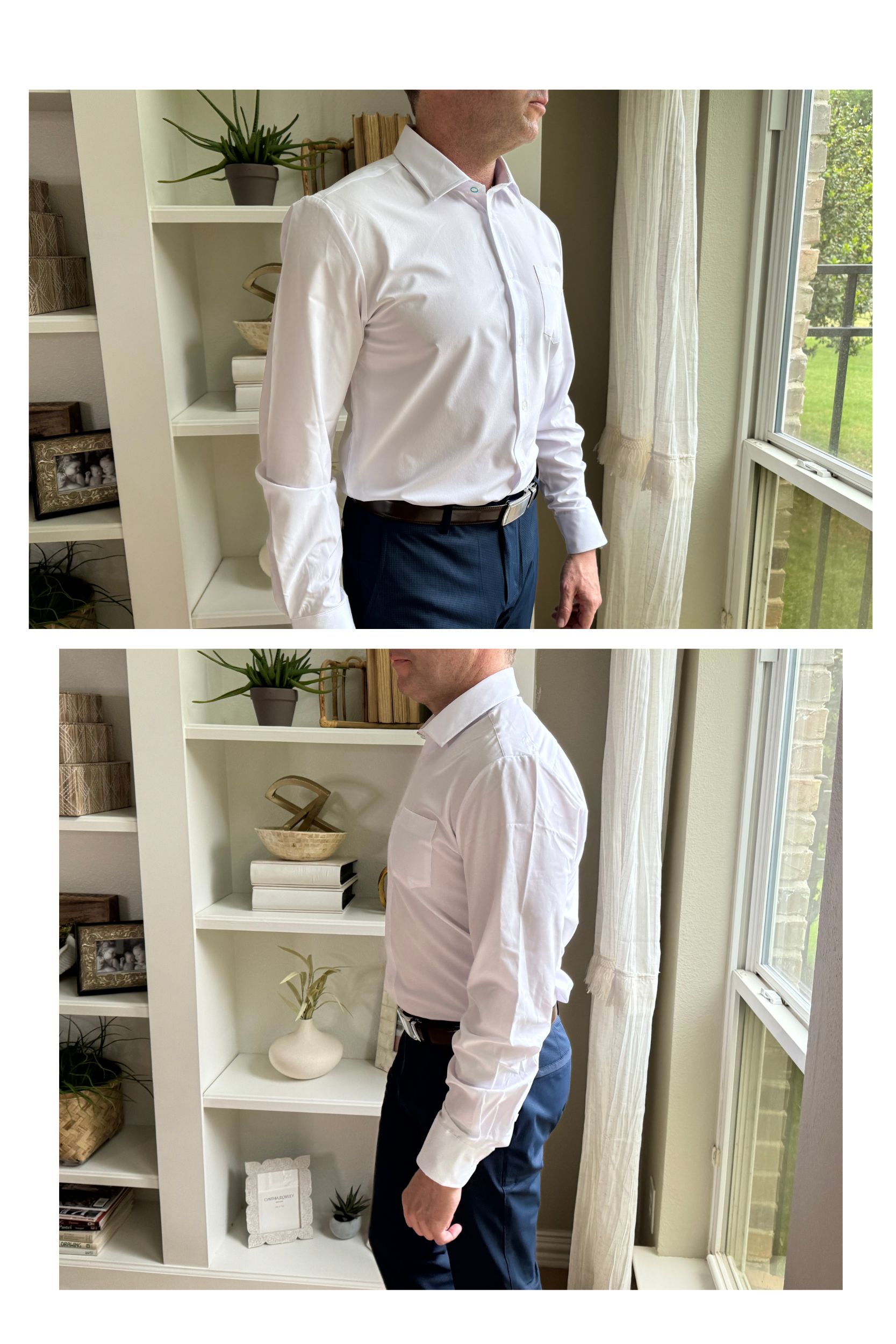 &COLLAR Slim Fit Long Sleeve Performance Men's Dress Shirt White