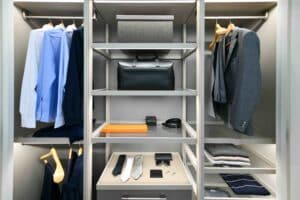 Photo of an organized Capsule Wardrobe for Men.