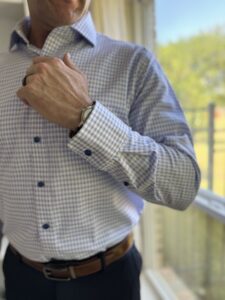 Twillory Performance Dress Shirt in Blue Check, Safe Cotton