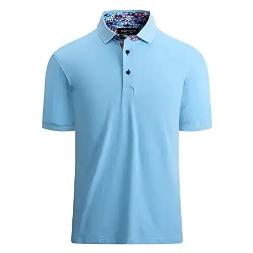 Alex Vando Mens Polo Shirts Short Sleeve Regular Fit Fashion Designed Shirt,Blue