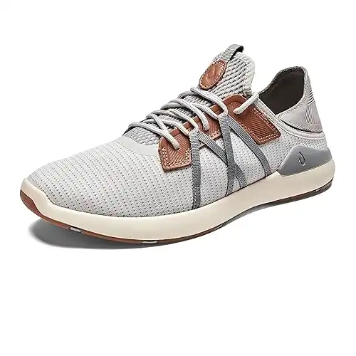 OLUKAI Mio Li Men's Athletic Shoe, Lightweight & Breathable Mesh, Comfort Fit & Wet Grip Rubber Soles, Premium Embossed Leather Eyestays