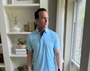 Alex Vando Blue Polo with Sperry Billfish Shoes and Khaki Shorts