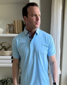 Alex Vando Blue Polo with Sperry Billfish Shoes and Khaki Shorts