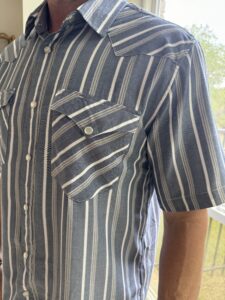 Fossil Watch with Striped Pearl Snap Shirt