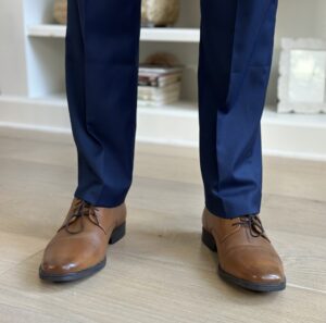 Clark Oxfords paired with Navy Blue Pants