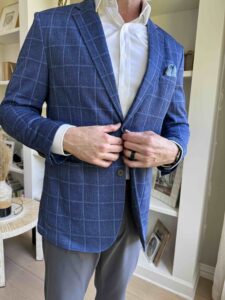 Blue windowpane blazer and pants