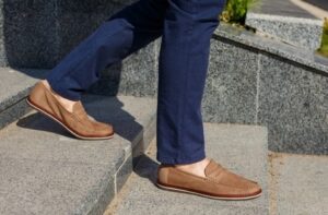 Driving Loafers with Blue Slacks