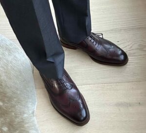 Barker Burgundy Wingtip Oxford Shoes