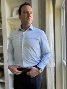 Mizzen and Main Leeward Bel Air Blue Banker Stripe Dress Shirt