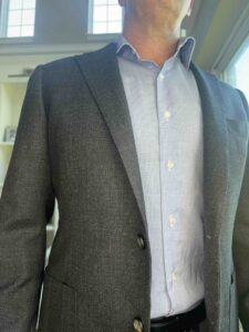 Proper Cloth Reda Hopsack Charcoal Blazer with Proper Cloth Merino Wool Shirt