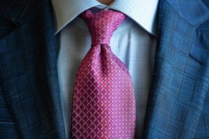 Purple Tie Blue Suit