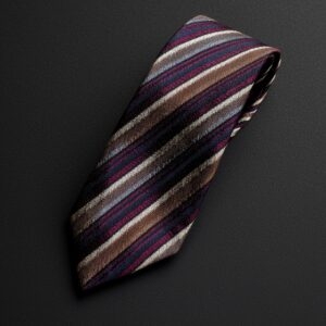Burgundy and Brown Striped Tie